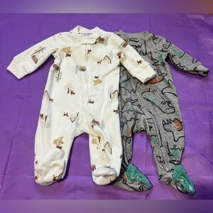 Cozy Kids One Piece Pajamas - White and Gray